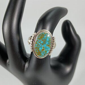 Native America Navajo Sterling Silver Turquoise Ring By Bobby Platero Size: 7